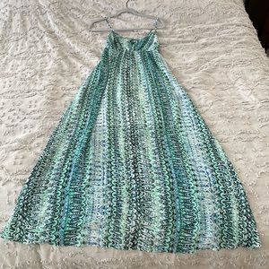 Vince Camuto Pattern Maxi Dress, Green Blue Black, Size XS